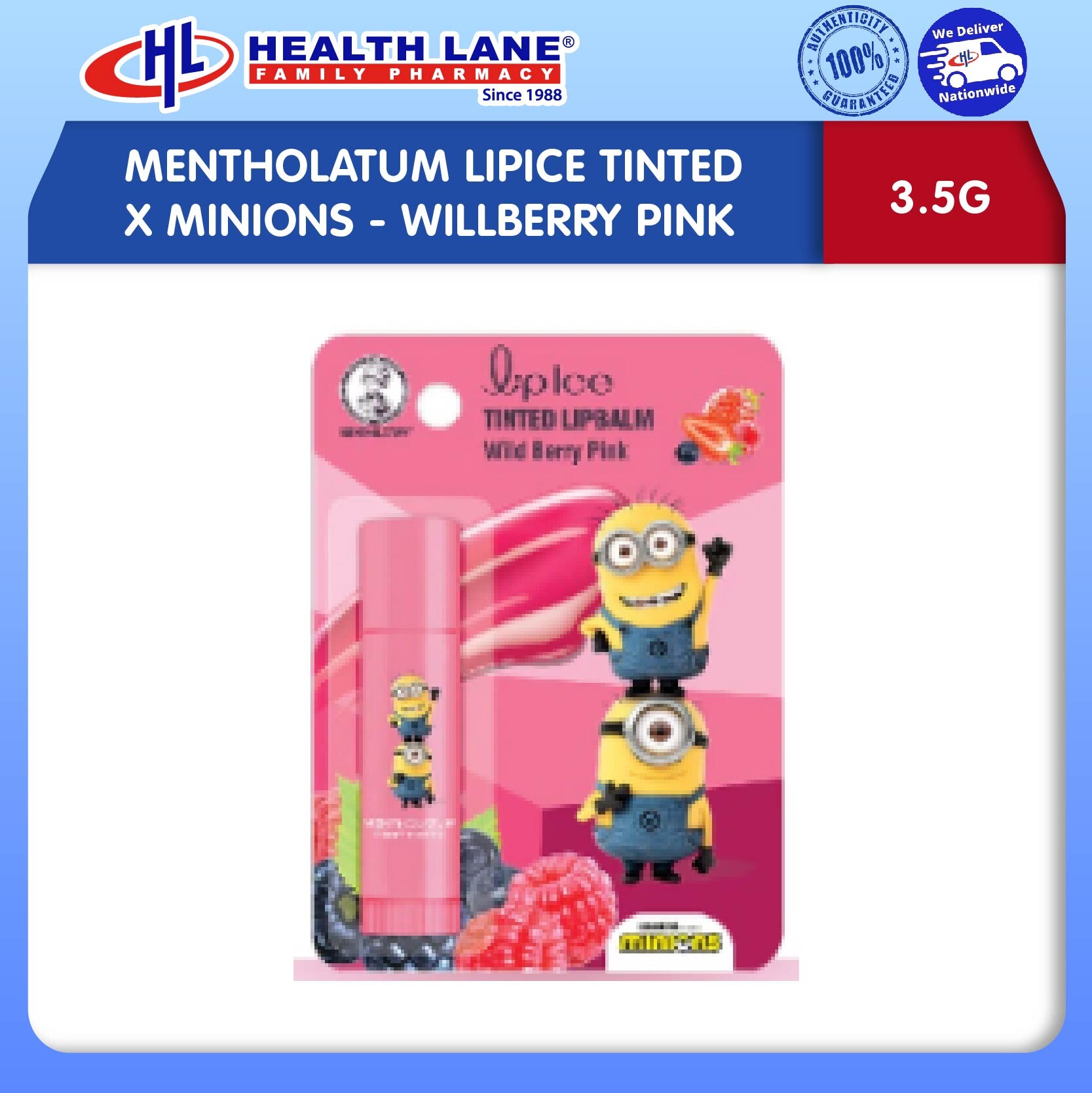 MENTHOLATUM LIPCARE TINTEDxMINIONS- WILLBERRY PINK (3.5G)